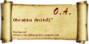 Ohrabka Anikó névjegykártya